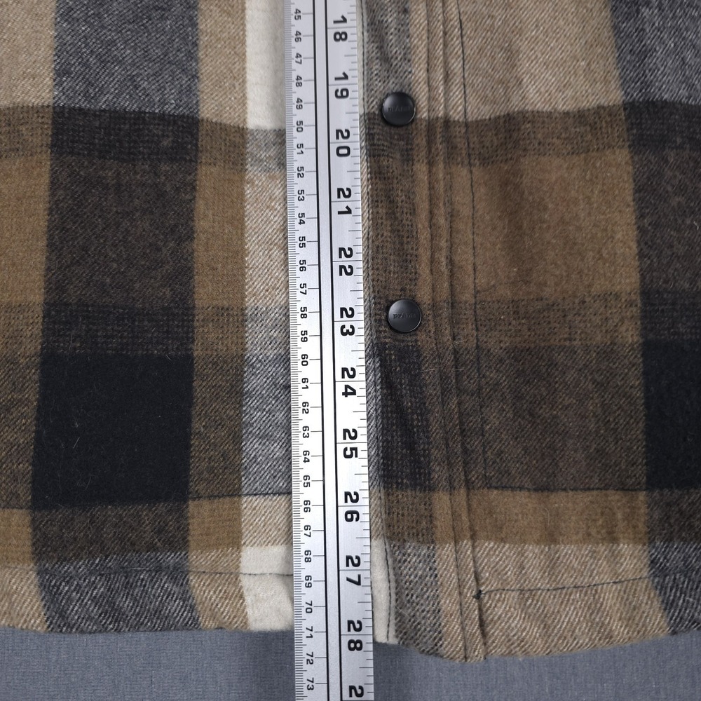 Prana Asgard Hooded Flannel Shirt Mens Small Plaid Wool Blend Snap Up Shacket - Picture 6 of 12